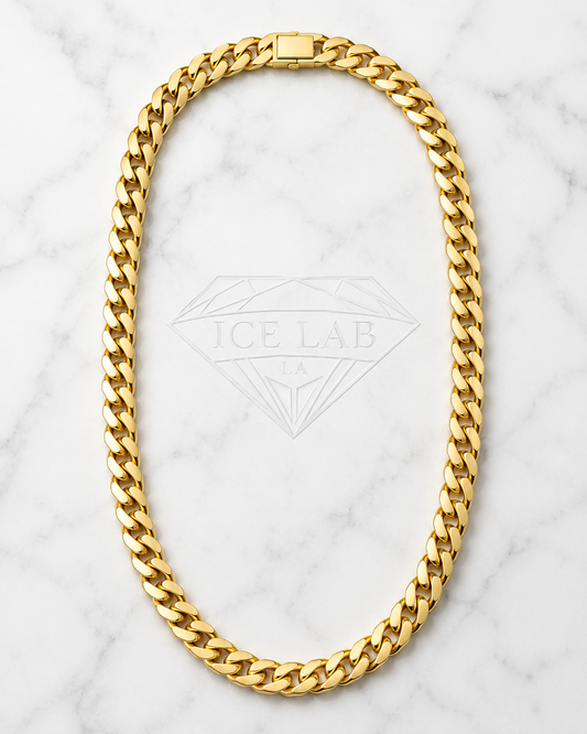 14K Gold Miami Cuban Link Chain Necklace