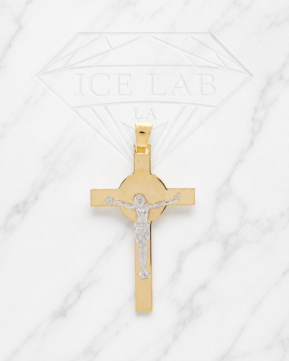 14K Gold Two Tone Crucifix Pendant