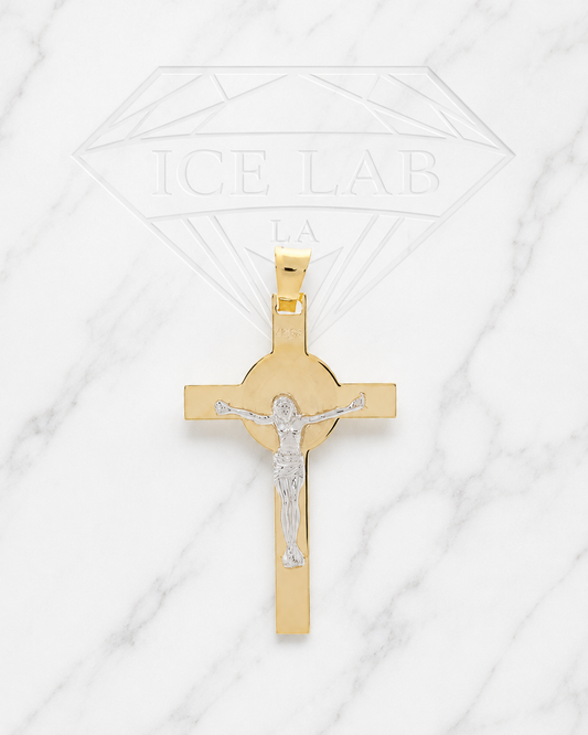 14K Gold Two Tone Crucifix Pendant